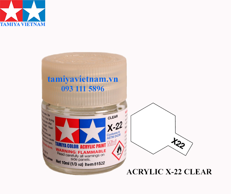 Tamiya Color Mini X-22 Clear Acrylic Paint 10ml