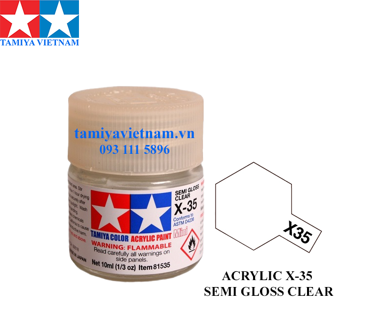 Tamiya Acrylic Mini X35 Semi Gloss Clear Paint 10ml